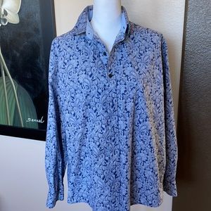 Blue and white paisley button up shirt*
